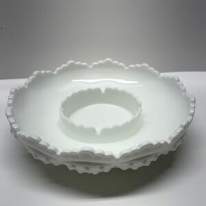 Fenton White Milk Glass Scalloped Edge Serving Platter
